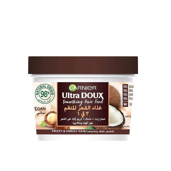 Garnier Ultra Doux Smoothing Hair Food 3 In 1 With Coconut & Macadamia 390ml